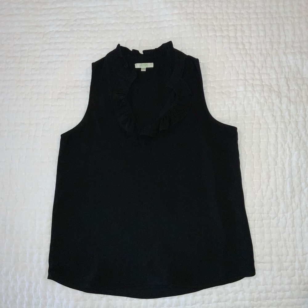 Jade Black Ruffled Sleeveless Blouse. Size S